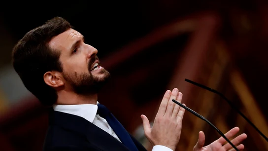 Pablo Casado durante su intervención en el Congreso Pablo Casado durante su intervención en el Congreso