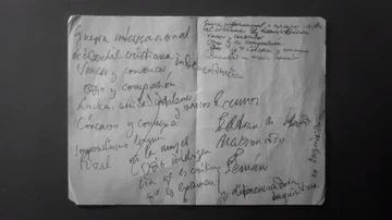 Reverso de la carta con las anotaciones de Unamuno para intervenir en el Paraninfo