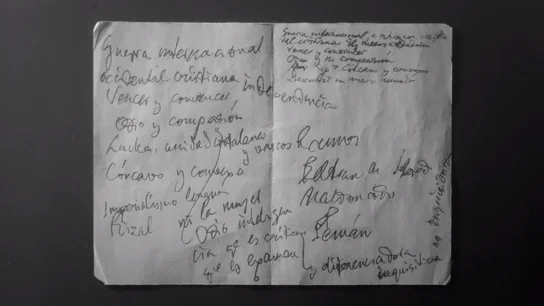 Reverso de la carta con las anotaciones de Unamuno para intervenir en el Paraninfo Reverso de la carta con las anotaciones de Unamuno para intervenir en el Paraninfo