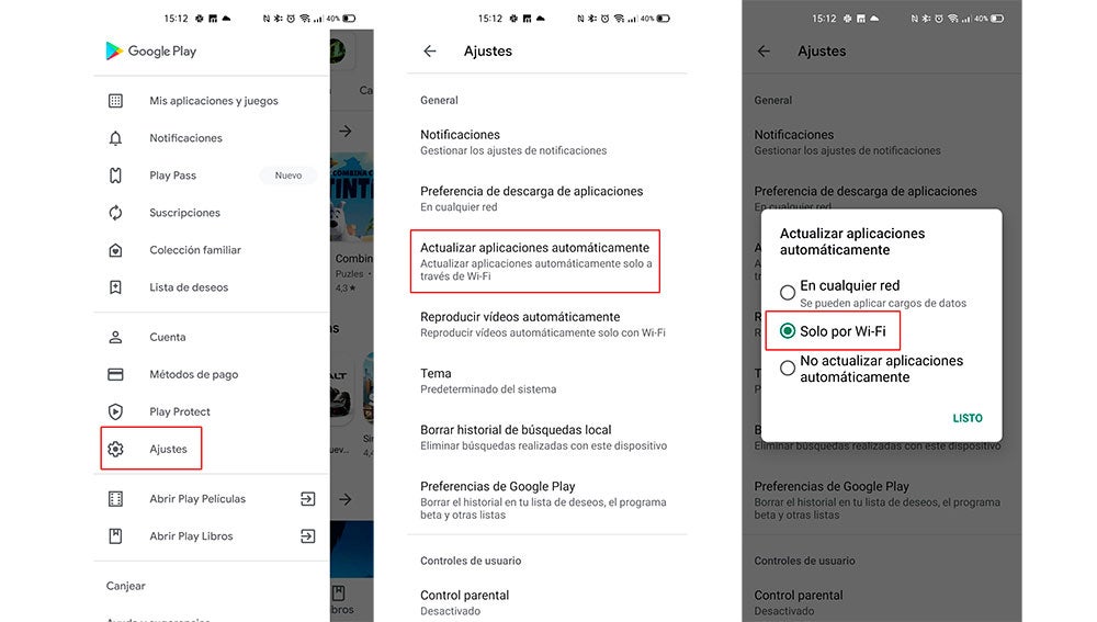 Seleccionando solo Wifi