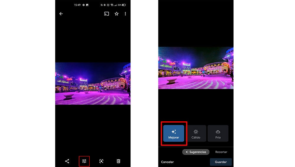 Mejorando una foto pulsando un simple botón