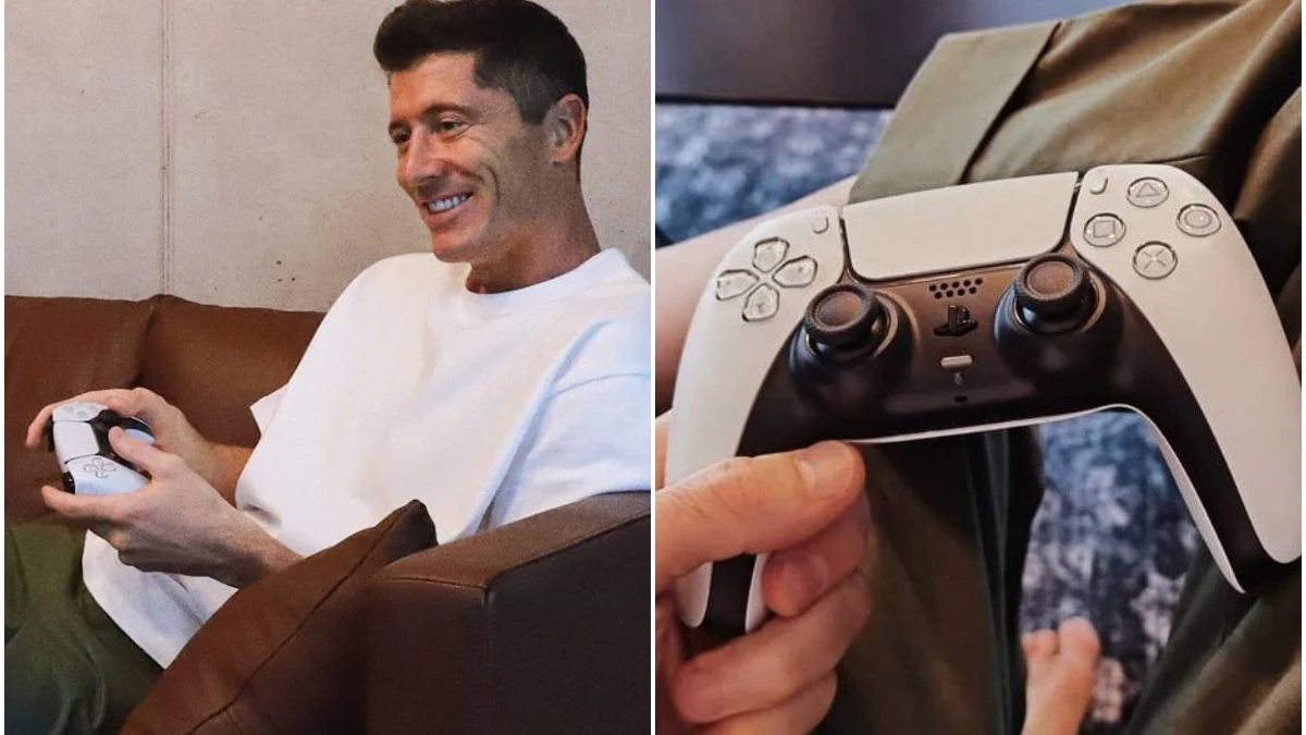 Robert Lewandowski, con el DualSense