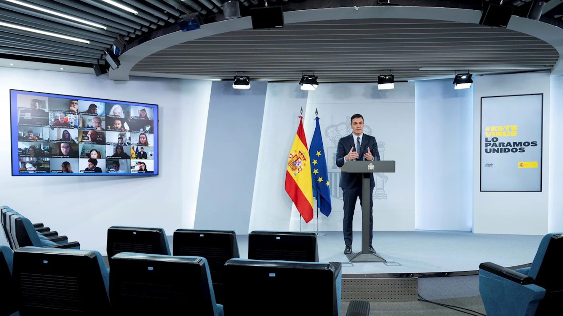 Imagen de Pedro Sánchez en rueda de prensa
