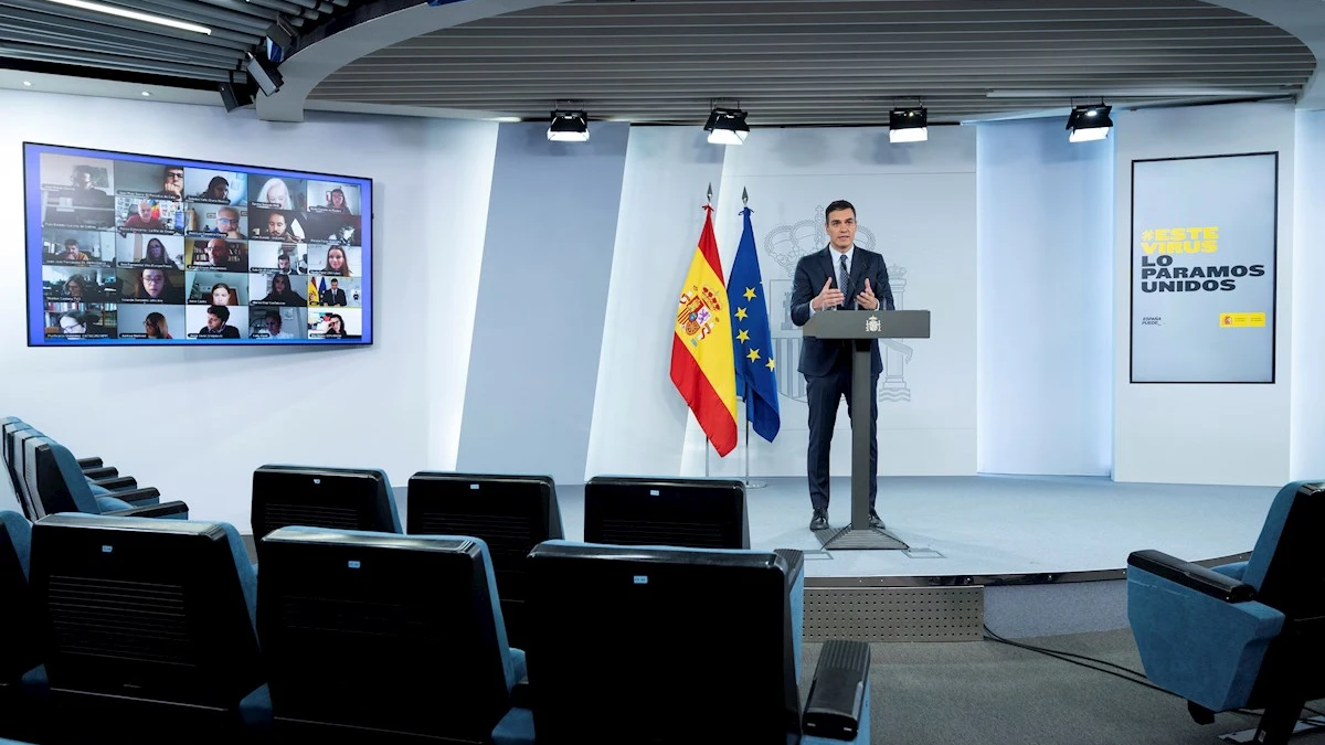 Imagen de Pedro Sánchez en rueda de prensa