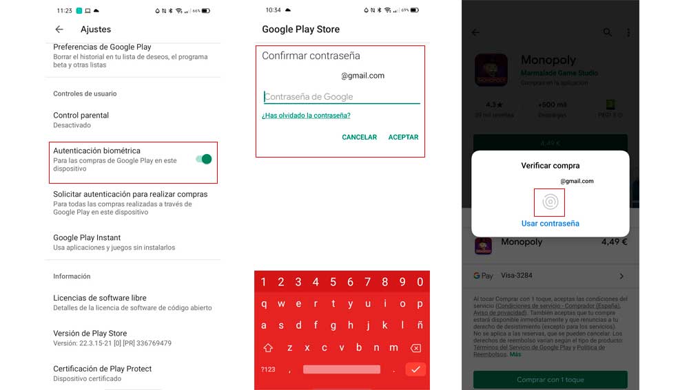 Usa la huella dactilar para bloquear las compras