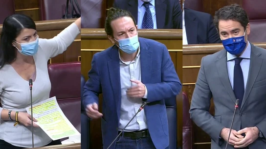 Macarena Olona, Pablo Iglesias y Teodoro Egea, en el Congreso Macarena Olona, Pablo Iglesias y Teodoro Egea, en el Congreso