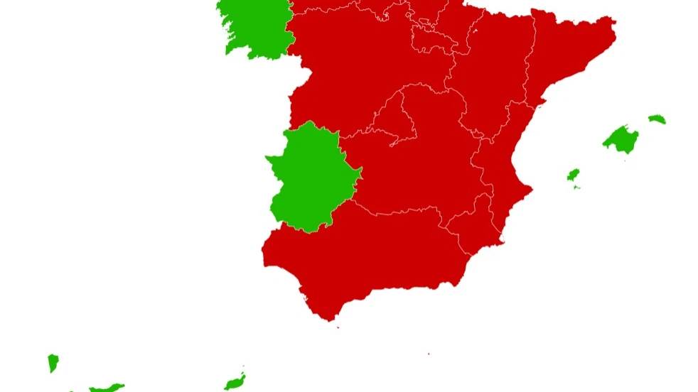 Mapa de confinamientos por CCAA