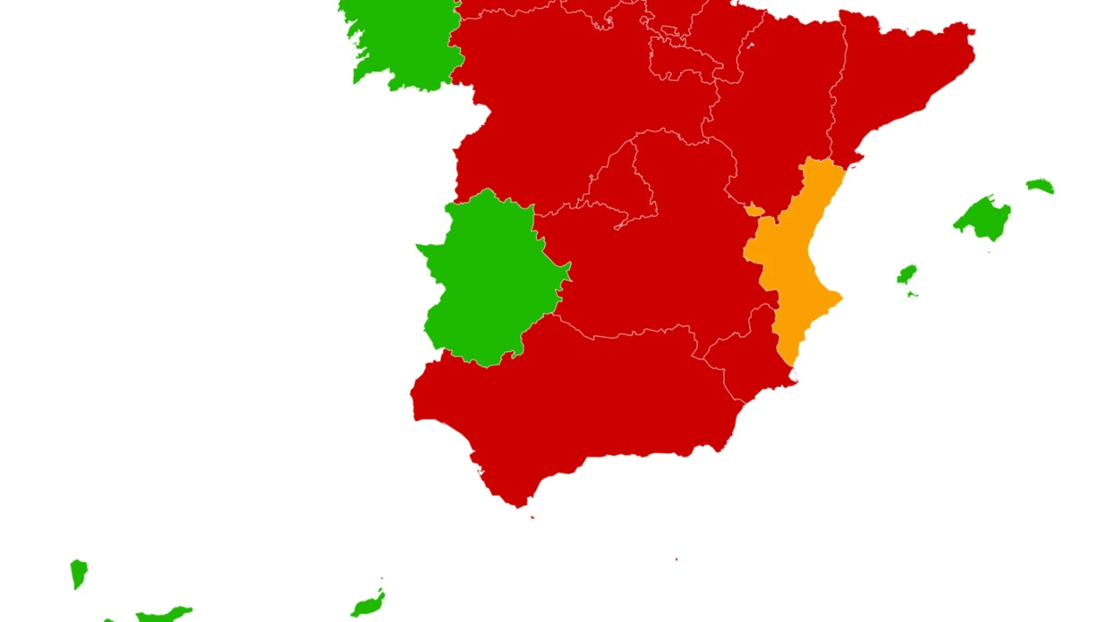 Mapa de confinamientos por CCAA