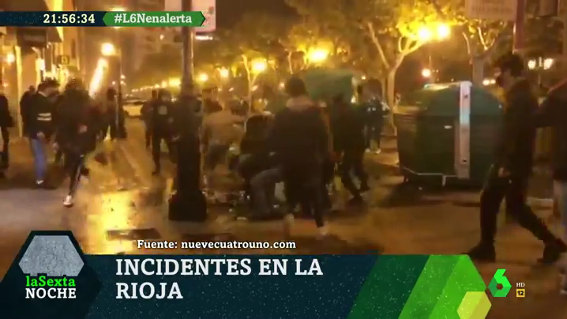 Imágenes de los enfrentamientos entre manifestantes violentos y Policía en Logroño
