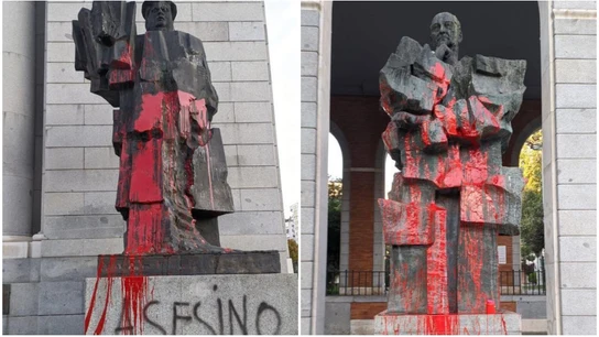 Los bustos de Indalecio Prieto y Largo Caballero, nuevamente atacados Los bustos de Indalecio Prieto y Largo Caballero, nuevamente atacados