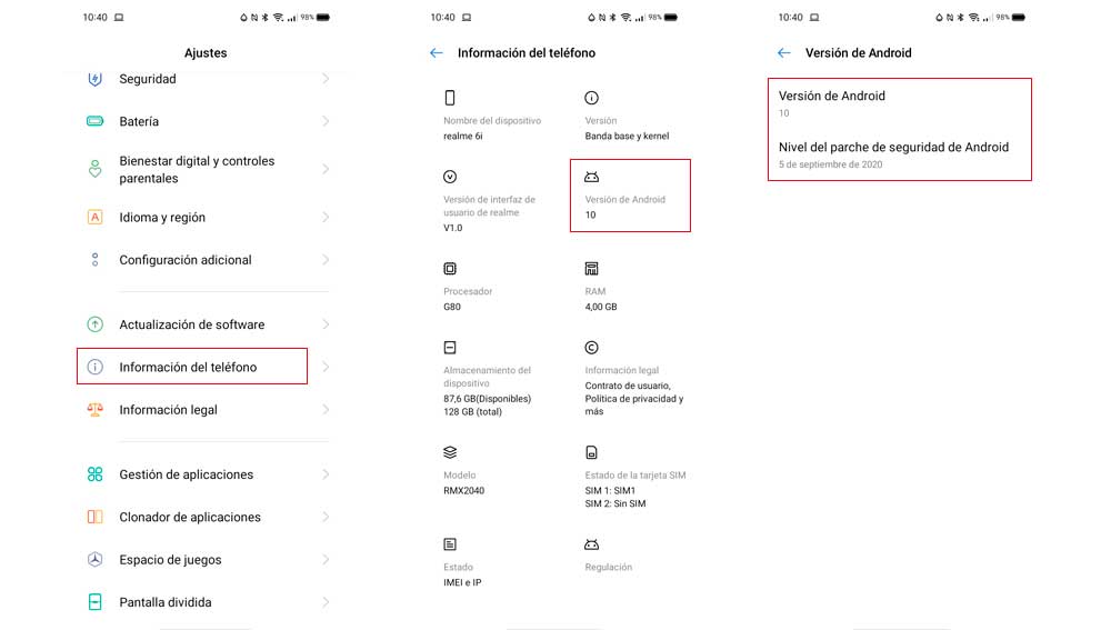 De este modo vemos la versión de Android
