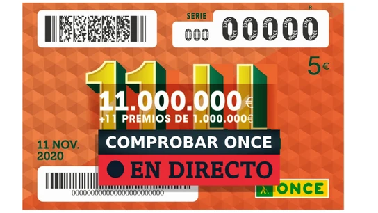 Resultado y comprobar el sorteo del cupón 11 del 11 de la ONCE 2020, hoy, en directo Resultado y comprobar el sorteo del cupón 11 del 11 de la ONCE 2020, hoy, en directo