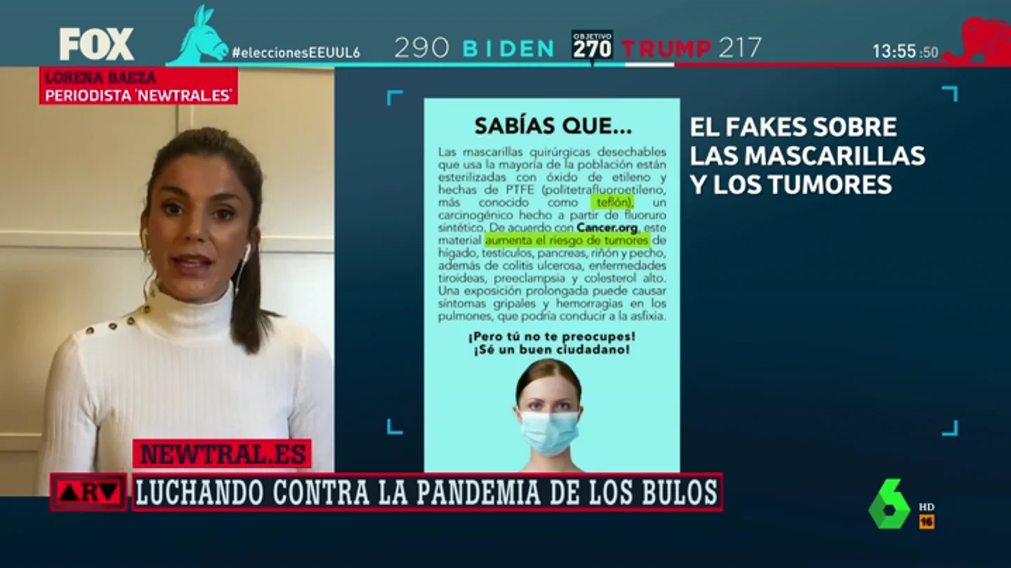 Desmentimos un nuevo bulo sobre las mascarillas: no aumentan el riesgo de tumores de hígado, riñón y pecho Desmentimos un nuevo bulo sobre las mascarillas: no aumentan el riesgo de tumores de hígado, riñón y pecho