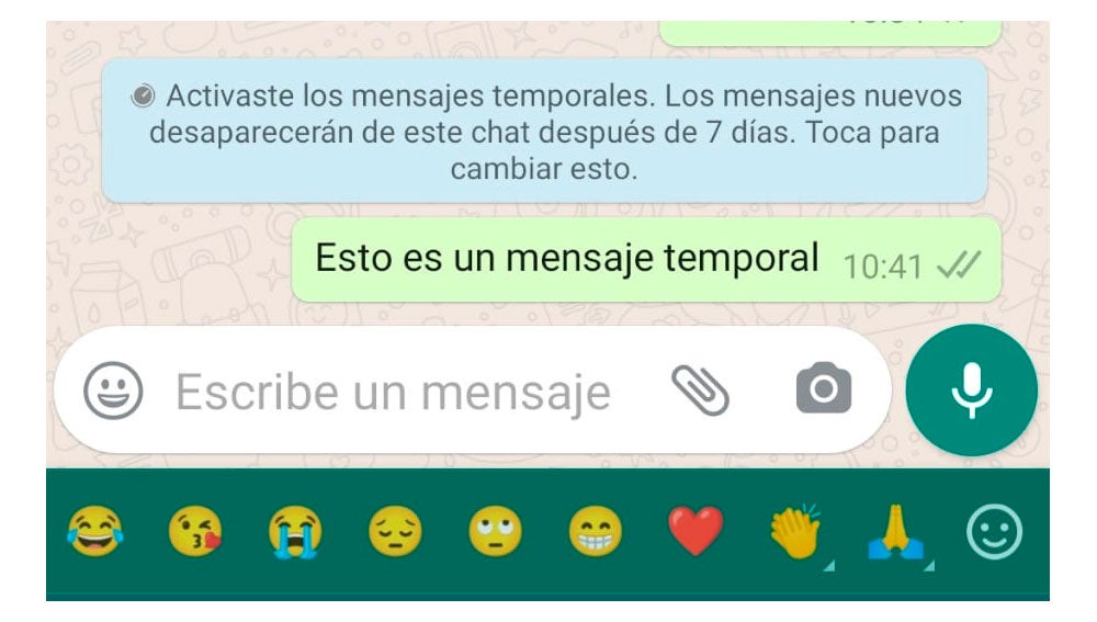 Un mensaje temporal y la tarjeta que lo anuncia