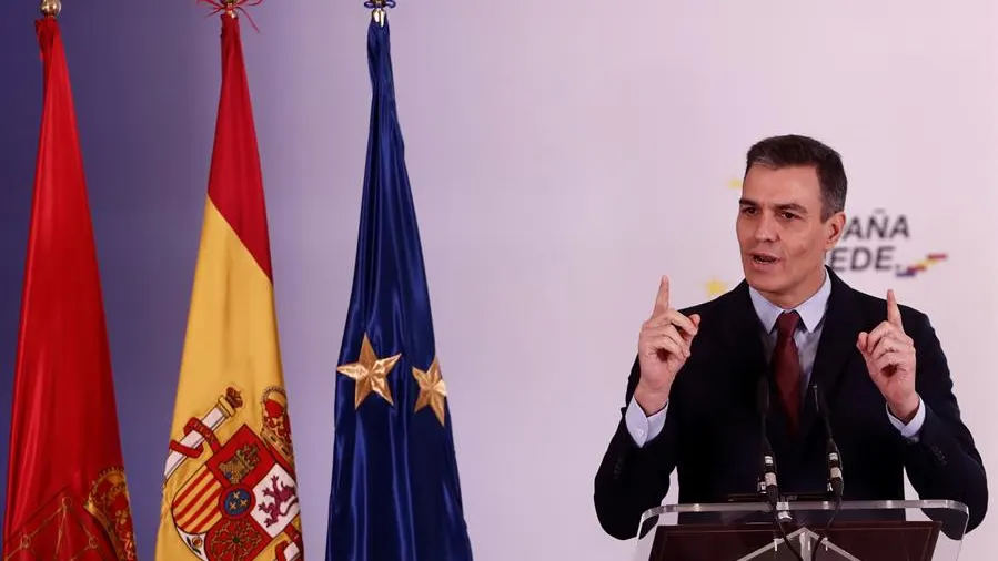 El presidente del Gobierno, Pedro Sánchez, durante su intervención