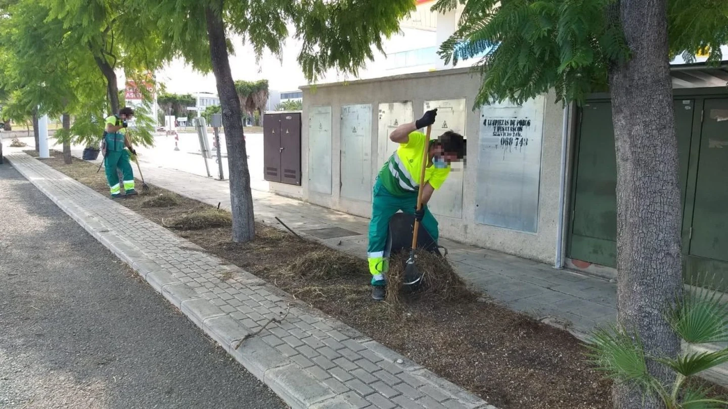 Imagen de archivo de trabajadores de limpieza Entidad Urbanística de Conservación Elche Parque Empresarial