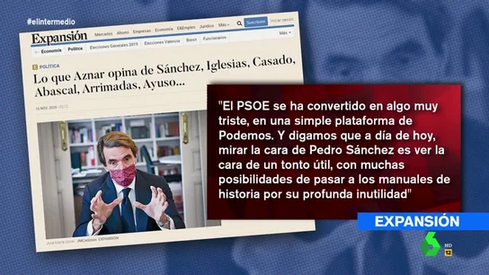 La tajante respuesta de Wyoming a Aznar tras llamar "tonto útil" a Pedro Sánchez La tajante respuesta de Wyoming a Aznar tras llamar "tonto útil" a Pedro Sánchez