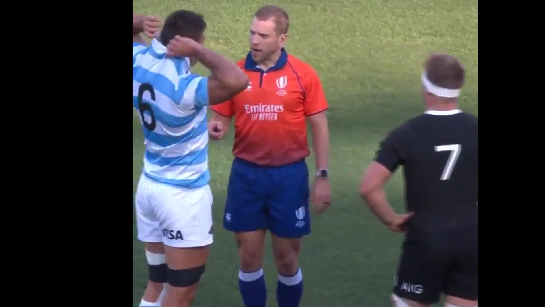 Un árbitro regaña al capitán de Nueva Zelanda por meterse en una pelea 