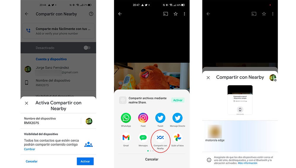 Compartiendo con Nearby