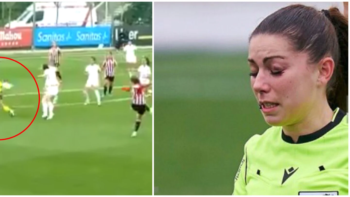 La colegiada Sara Fernández recibe un fuerte balonazo en la cara La árbitra ha recibido una ola de comentarios machistas después de verse las imágenes