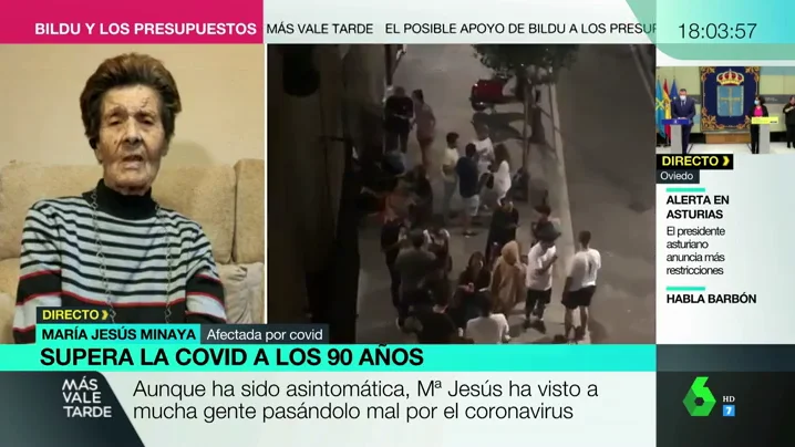 El mensaje que dedica a los jóvenes una abuela de 90 años tras superar el COVID-19: " El mensaje que dedica a los jóvenes una abuela de 90 años tras superar el COVID-19: "