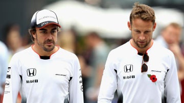 Fernando Alonso y Jenson Button, compañeros en McLaren