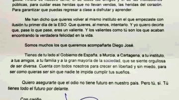 La carta de Pedro Sánchez