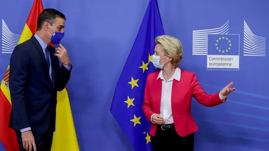La presidenta de la Comisión Europea, Ursula von der Leyen, recibe a Pedro Sánchez el pasado julio. La presidenta de la Comisión Europea, Ursula von der Leyen, recibe a Pedro Sánchez el pasado julio.