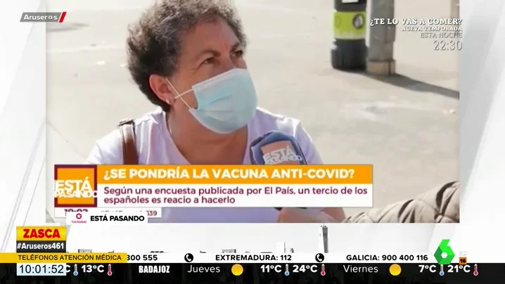 El 'dardo' de una señora sobre la vacuna contra el coronavirus: "Que se la ponga el Gobierno primero"