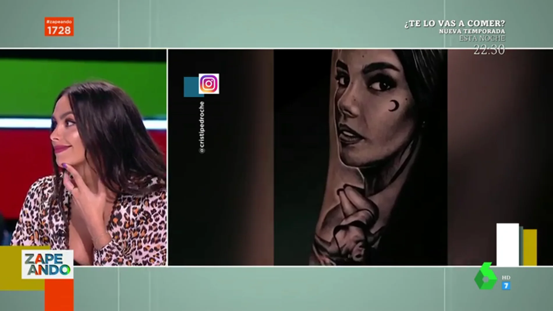 La reacción de Cristina Pedroche al ver un hombre con un tatuaje de su cara y su cuerpo: "Es fuerte"