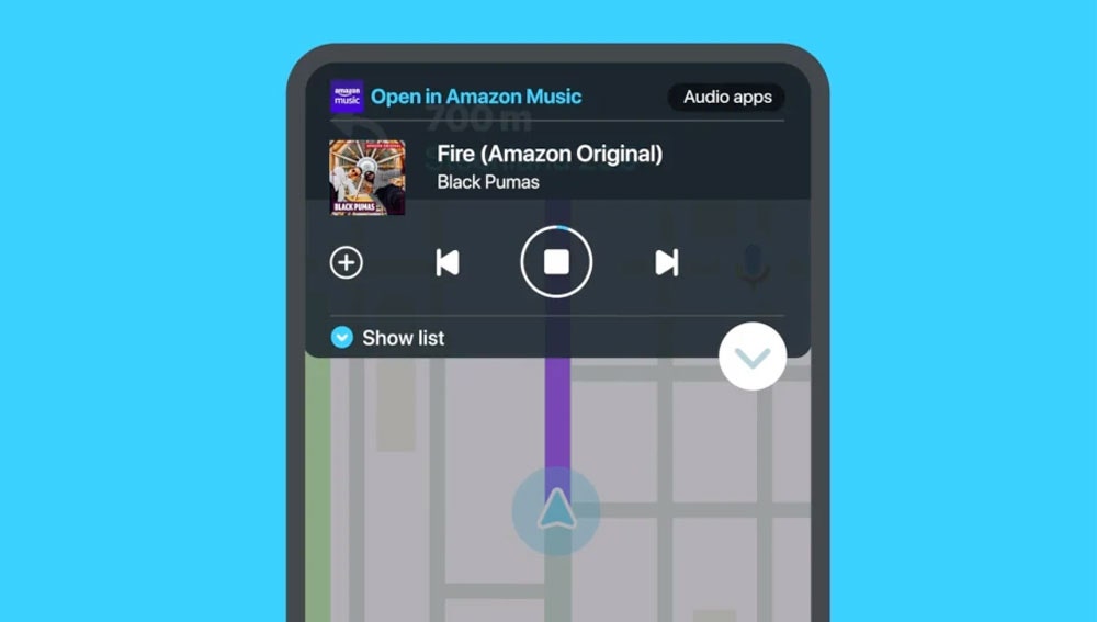Amazon Prime Music dentro de Waze.