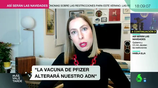 Deborah García Bello desmonta los bulos sobre las vacunas: "No nos va a mutar el ADN" Deborah García Bello desmonta los bulos sobre las vacunas: "No nos va a mutar el ADN"