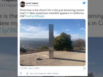 Aparece un tercer monolito en la cima de una montaña en California