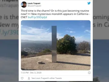 Aparece un tercer monolito en la cima de una montaña en California Aparece un tercer monolito en la cima de una montaña en California