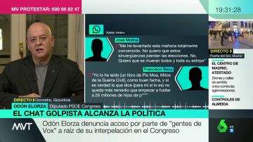 Odón Elorza denuncia acoso por "gente de Vox" tras su interpelación en el Congreso: "Olona reconoció que los fascistas del chat de militares eran de los suyos"