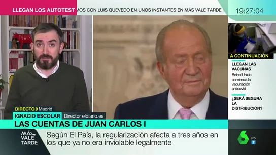 Ignacio Escolar, sobre la regularización fiscal de Juan Carlos I: "No es un gesto de ejemplaridad, no se merece el título de emérito" Ignacio Escolar, sobre la regularización fiscal de Juan Carlos I: "No es un gesto de ejemplaridad, no se merece el título de emérito"