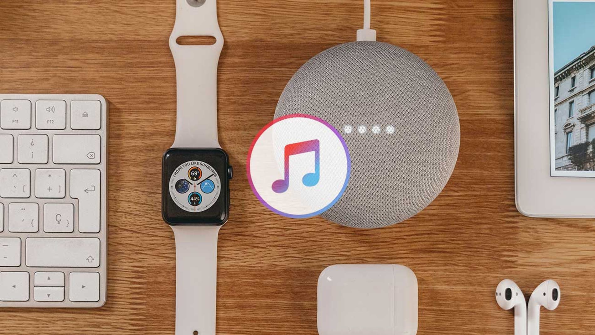 Apple Music y un Google Nest