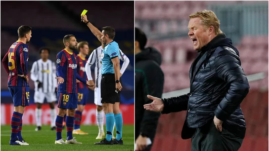 Jordi Alba y Ronald Koeman protestaron enérgicamente al árbitro Jordi Alba y Ronald Koeman protestaron enérgicamente al árbitro