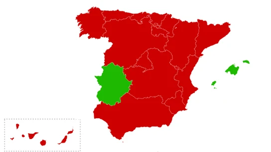 Mapa con los cierres perimetrales en España Mapa con los cierres perimetrales en España