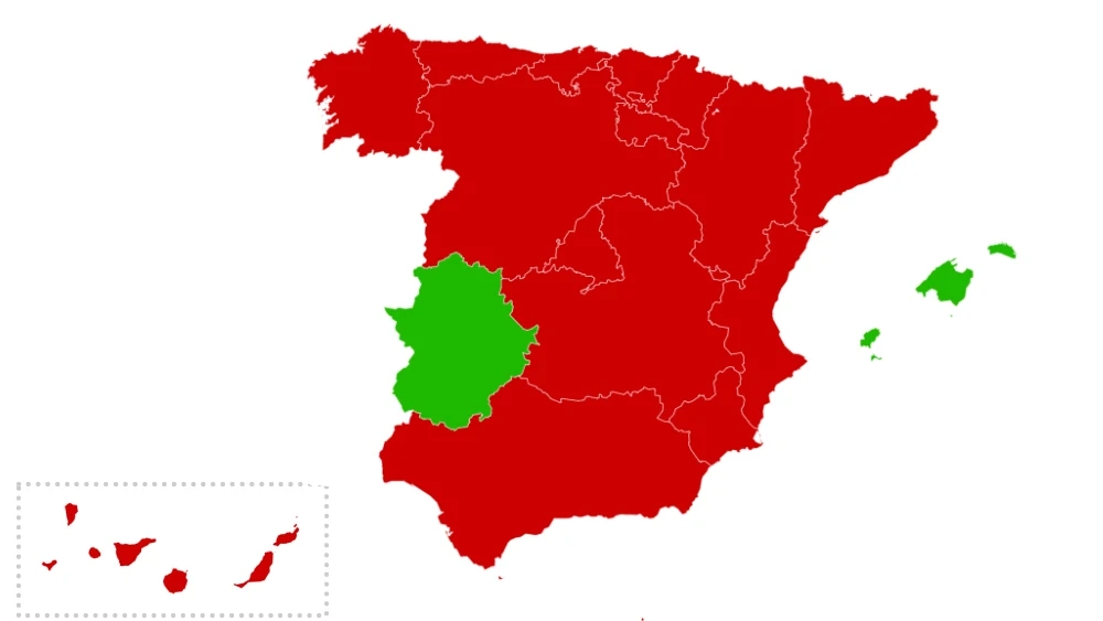 Mapa con los cierres perimetrales en España