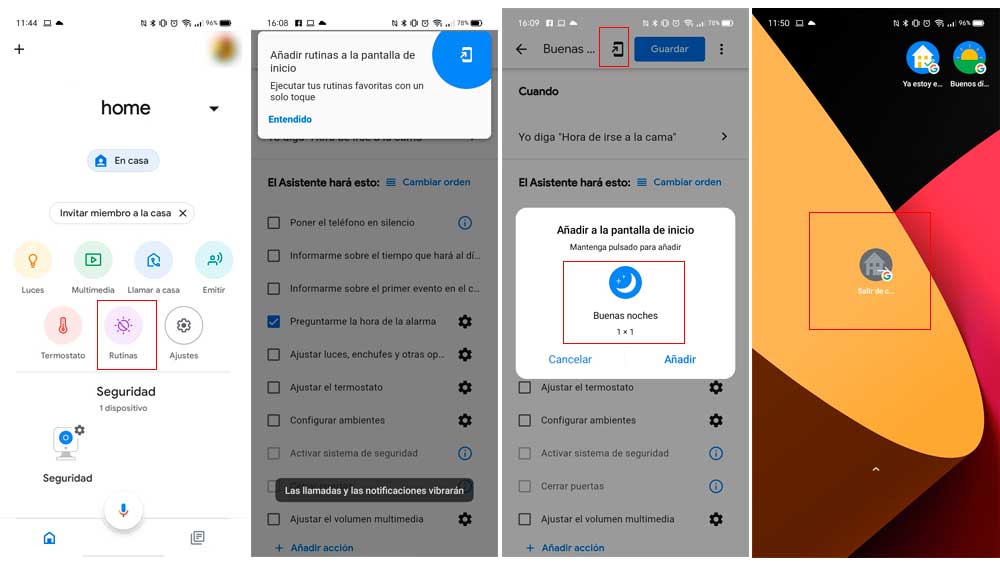Creando accesos directos a las rutinas de Google Home