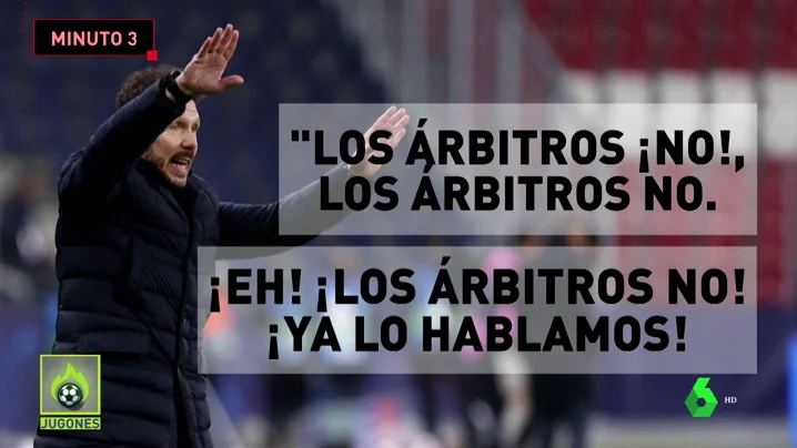 La bronca de Simeone a sus jugadores por protestar al árbitro