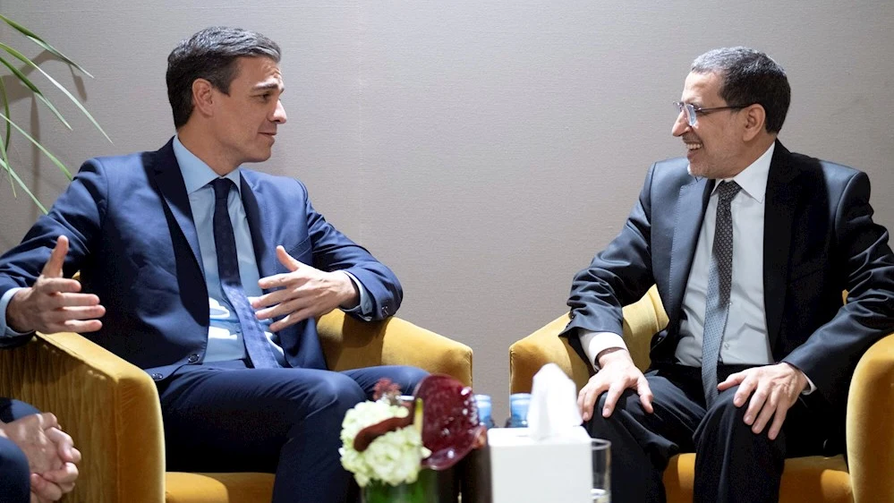 Pedro Sánchez, y el primer ministro de Marruecos, Saadeddine Othmani, durante una reunión