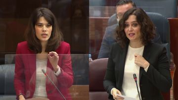 Isa Serra e Isabel Díaz Ayuso en la Asamblea de Madrid