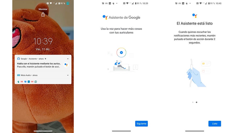 La notificación que nos avisa de la compatibilidad con el asistente