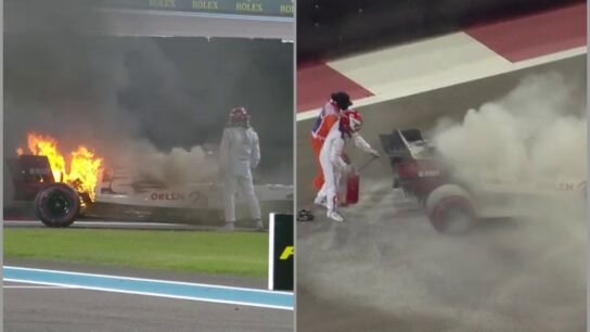 Raikkonen apaga un incendio en su coche