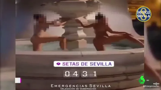 Las jóvenes se grabaron en vídeo mientras se bañaban en una fuente pública de madrugada. FUENTE SEVILLA