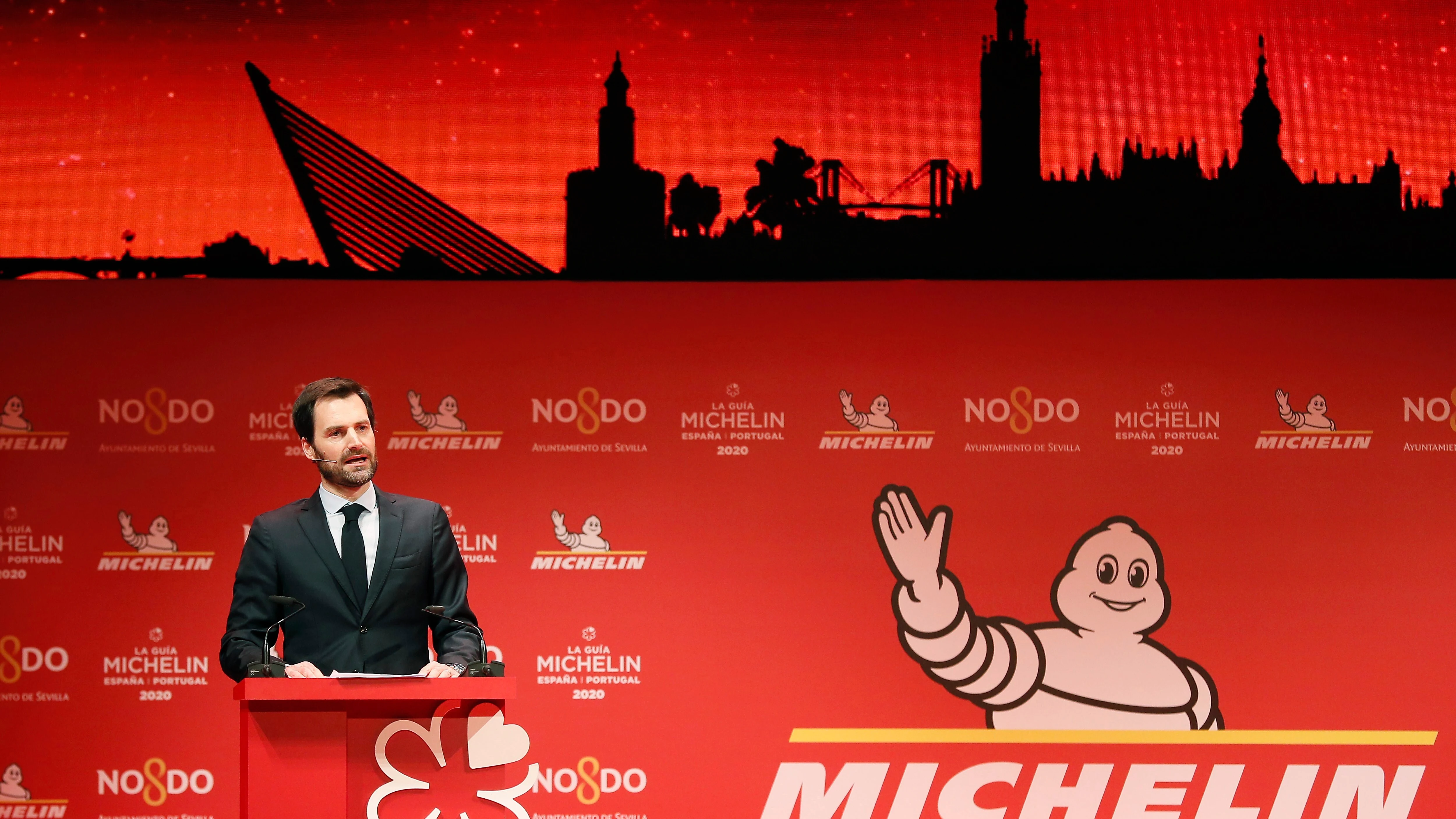 El director internacional de la Guia Michelín, Gwendal Poullennec, durante la presentación de la Guía Michelin España y Portugal 2020. 