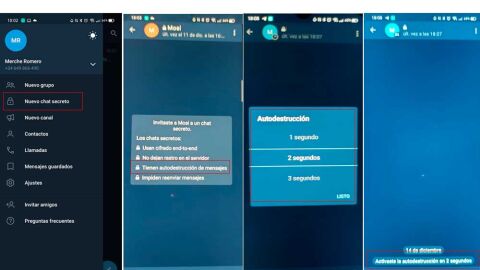Configurando el tiempo para la autodestrucción de los mensajes