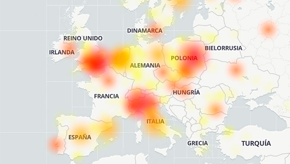 Incidencia de los los problemas de Google en Europa